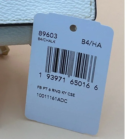 Coach Floral Print 6 Ring Key Case B4/Chalk Crossgrain Leather - Picture 14 of 14